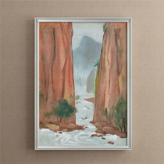 New Chinese Landscape Painting Brown Entrance Natural Landscape 3d model