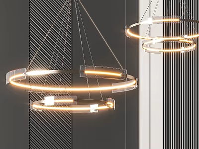 Modern Circular Pendant Light Fixture with Illuminated Ring Design and Sleek Metallic Frame 3d model