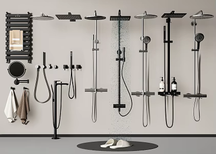 Shower Head Embedded Shower Towel Rack 3d model