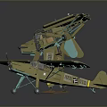 Game Movie Character Mech Robot With Insect Like Legs And Small Biplane Model Design