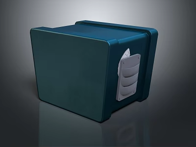 Dark Green Square Safe With White Lock And Glossy Reflective Surface 3d model