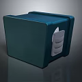 Dark Green Square Safe With White Lock And Glossy Reflective Surface