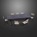 Dining Table Set With Long Wooden Table And Six Simple Chairs For Home Dining