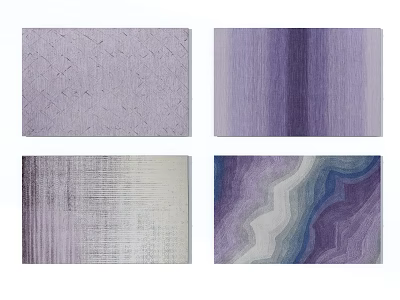 Stylish Square Rugs With Purple Gray Blue Color Patterns And Textured Designs 3d model