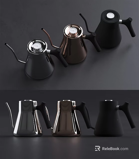 Modern Design Stainless Steel Kettles In Black Brown Colors For Kitchen Use 3d model 