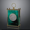 Elegant Green Decorative Lantern With Golden Frame Top Ring And Circular Silver Panel