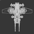 Futuristic Sci Fi Spaceship With Gray Body Green Glowing Cannons And Wings