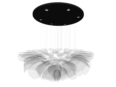 Modern Abstract Chandelier Design With Black Ceiling Plate And Petal Shaped Shades 3d model