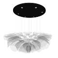 Modern Abstract Chandelier Design With Black Ceiling Plate And Petal Shaped Shades