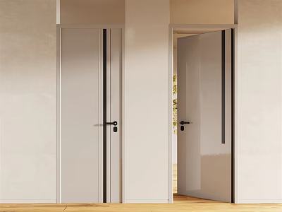 Modern Light Colored Swing Door Interior Design With Closed And Open Panels 3d model