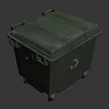 Green Wheeled Trash Bin With Recycling Symbol And Secure Lid