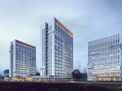Modern Industrial Factory Buildings With High Rise Structure And Glass Curtain Wall Design 3d model