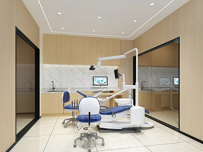 Modern Beauty Hair Salon Interior Design With Styling Chairs Mirrors Marble Countertops And Glass Doors 3d model