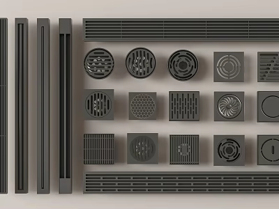 Collection Of Modern Ventilation Grilles In Various Shapes And Styles 3d model