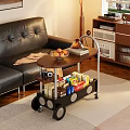 Stylish Rolling Wooden Side Table With Multi Layer Storage For Living Room Sofa Side Daily Use