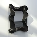 Black Wavy Frame Mirror With Modern Minimalist Design On White Background 3d model