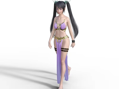 Beauty Swimsuit Beauty Double Ponytail Handset 3d model