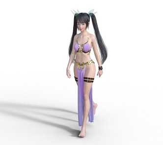 Beauty Swimsuit Beauty Double Ponytail Handset 3d model