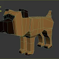 Low Poly Geometric Pug Stuffed Toy in Orange and Brown Color Design