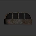Rusty Brown Industrial Component With Metal Strips Mesh Structure And Base Bolts 3d model