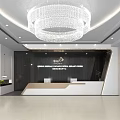 Modern Premium Dental Clinic Reception Area With Elegant Wall Decoration And Large Crystal Chandelier