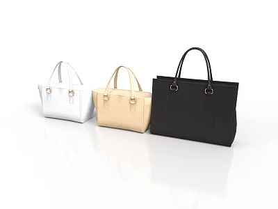 Stylish Fashionable Handbags In White Beige And Black With Top Handle Design For Everyday Use 3d model