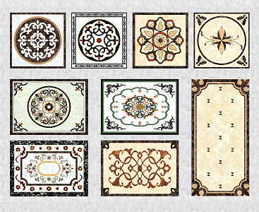 European-style floor tile stone mosaic 3d model