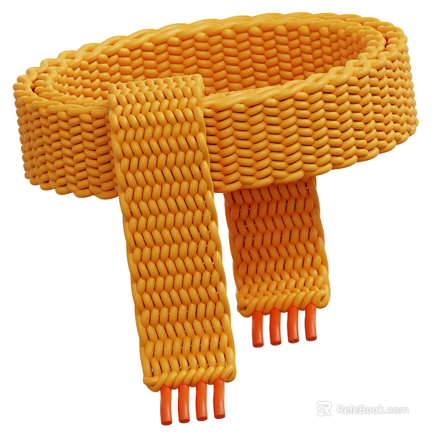 Yellow Handwoven Belt With Intricate Textured Design And Adjustable Strap 3d model 