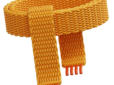 Yellow Handwoven Belt With Intricate Textured Design And Adjustable Strap 3d model