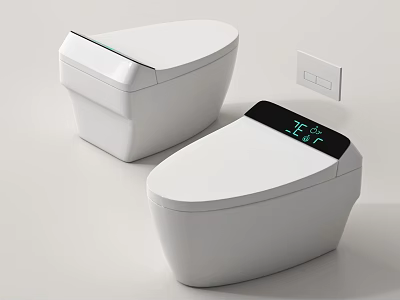 Modern Smart Toilet with White Design Digital Display and Temperature Control Panel 3d model