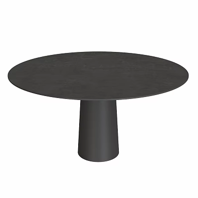 Modern Black Round Dining Table With Cylindrical Base And Smooth Surface 3d model