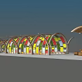 Elegant Modern Pergola With Colorful Stained Glass And Curved Arched Design
