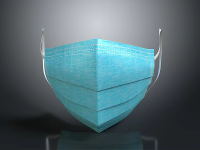 Blue Three Layer Disposable Lightweight Face Mask For Daily Protection And Comfortable Wear 3d model