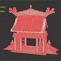 Traditional Chinese Stone Architecture Model With Ornate Roof Tiles Decorative Carvings And Base