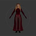 Red Haired Female Character In Silver Top And Red Long Skirt Design