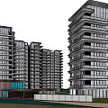 Modern High Rise Residential Buildings With Simple Exterior And Large Glass Windows Surrounded By Greenery