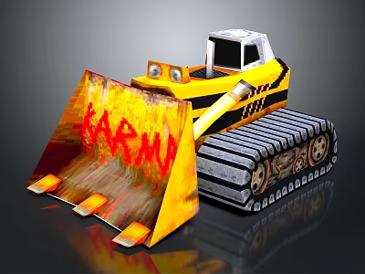 Yellow Bulldozer Featuring FARMA Lettering On Blade Grey Tracks And Black Yellow Body 3d model