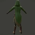 Hooded Green Top With Brown Bodice Skirt And Long Boots Costume