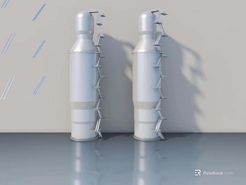 Silver Metal Swing Doors with Modern Design Wall Mounted Pair for Home Interior 3d model