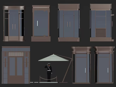 Modern Secure Parking Lot Design With Security Booth Guard And Canopy Entrance Gates 3d model