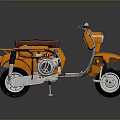 Classic Vintage Orange Scooter With Brown Seat Silver Body And Black Wheels