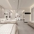 Modern Bedroom Furniture Showroom Displaying Elegant Beds Nightstands And Lighting