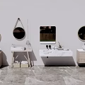 Modern Washbasin Designs Featuring Various Shaped Mirrors Marble Tops And Wooden Bases