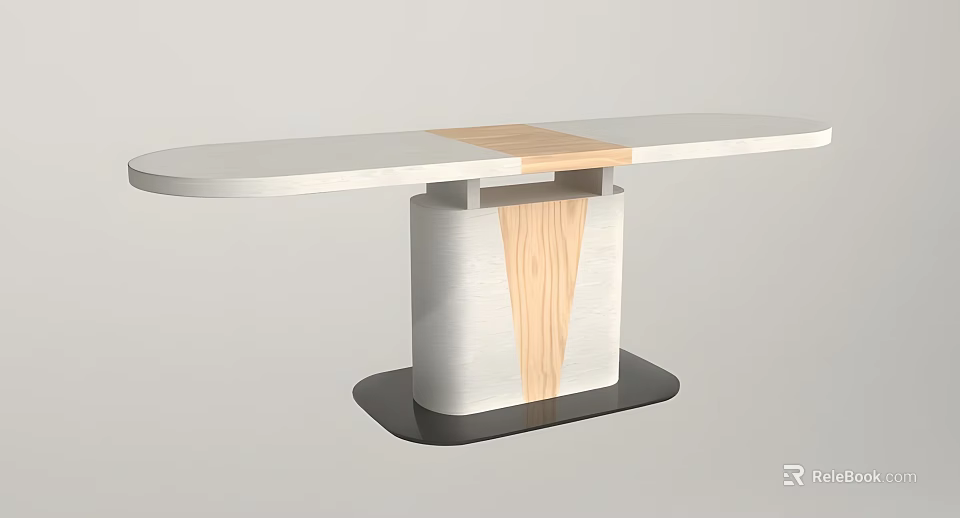 Modern Dining Table With White And Wood Top For Fresh Food Presentation 3d model 
