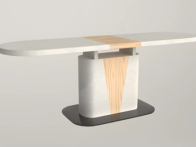 Modern Dining Table With White And Wood Top For Fresh Food Presentation 3d model