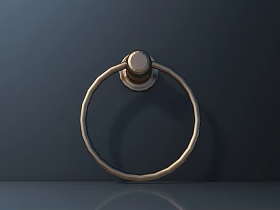 Vintage Metal Circular Door Handle With Shiny Surface On Dark Background 3d model