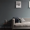 Stylish Living Room Side Table With Vase Book And Beige Sofa Blue Cushions