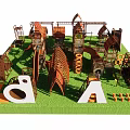 Kids Play Area With Slides Climbing Structures Tunnel And Wooden Play Elements
