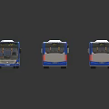 Three Modern Blue and White Public Buses With Front Display and Body Details