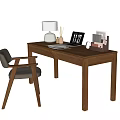 Modern Desk and Chair Combination Desk 3d model